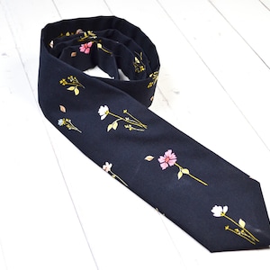 Wedding TieBlack Floral Tie, Tie For Him, Kids Tie, Mens Tie, Pre Tie, Wedding Tie, Handmade,/baby/son image 1