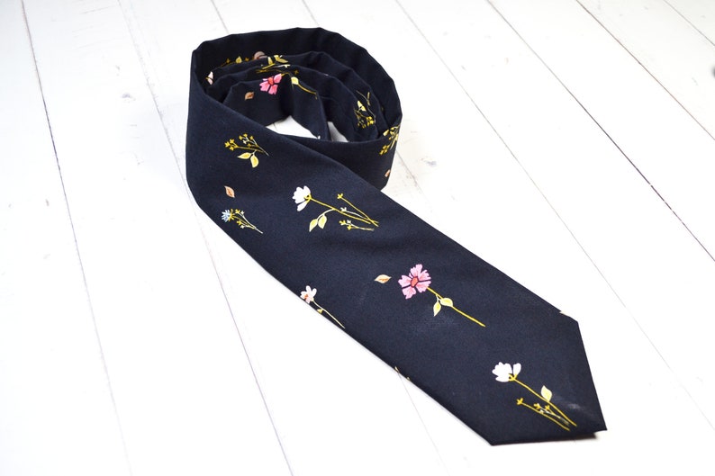 Wedding TieBlack Floral Tie, Tie For Him, Kids Tie, Mens Tie, Pre Tie, Wedding Tie, Handmade,/baby/son image 1