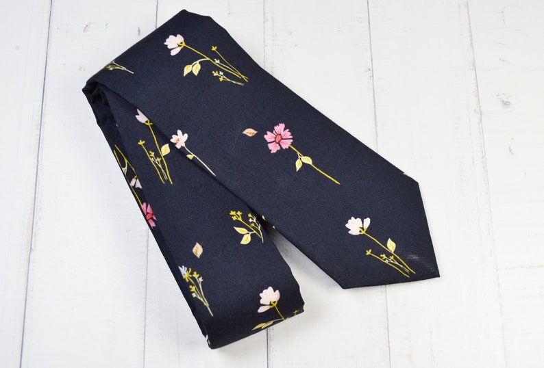 Wedding TieBlack Floral Tie, Tie For Him, Kids Tie, Mens Tie, Pre Tie, Wedding Tie, Handmade,/baby/son image 3