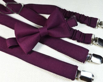 Burgundy bow tie and Suspender Set for baby/toddler/teen/Adult/Men