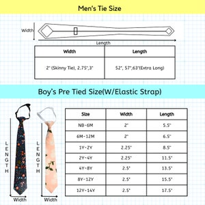 a diagram of a boy's tie size and measurements