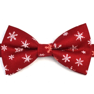 Red Snow flakes Bow Tie, Boy bow tie, baby bow tie, adult bow tie, men&#39;s bow tie, X-mas/Christmas gift/