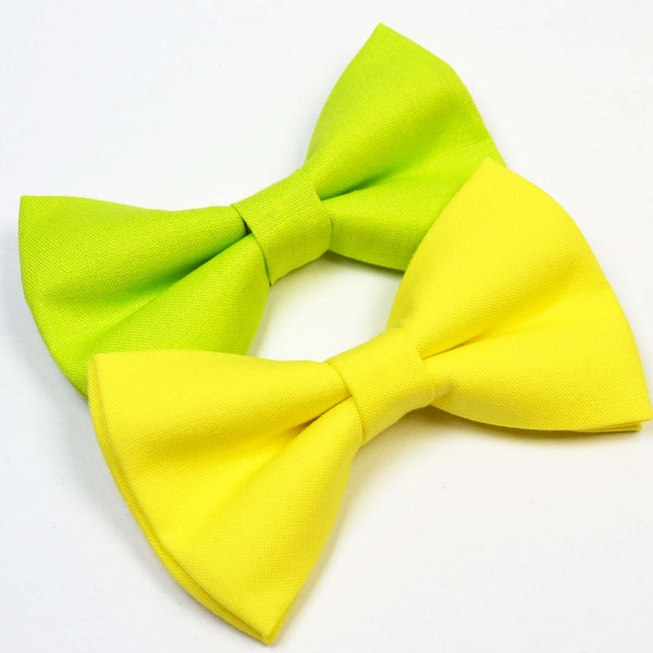 Neon Yellow or Neon Green bow tie, /For Men/Boys/Children/Kids/Girl/Dog/Groomsmen/Baby's/Father's Day/Hairbow/Wedding/Gift For Him/