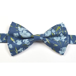 Blue Floral BowTie/Peony Tulip in Slate floral tie/For Men/Boys/Children/Kids/Girl/Dog/Groomsmen/Baby&#39;s/Father&#39;s Day/Wedding/Gift For Him
