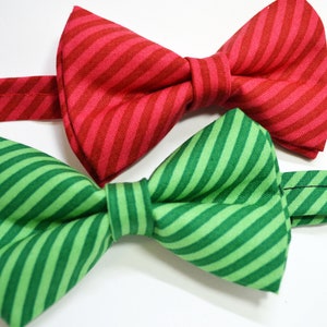 Christmas Red or Green Striped bow tie For baby, boy,men,adult,kid,Christmas gift,Holiday,red stripe,green stripe