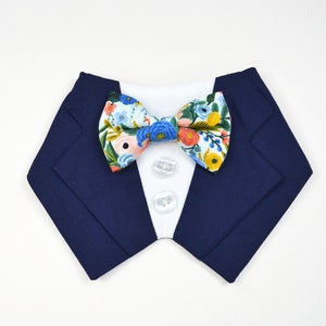 Bandana per cani da smoking blu navy/Fascia per gatti da smoking/Fascia per smoking da sposa/Fascia per smoking blu navy/Portafedi per cani/Carta da fucile/Cravatta floreale/Cravatta da sposa