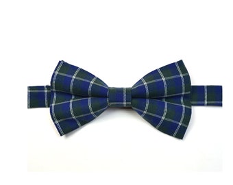 Navy and Hunter Green Check Bow tie,Kid's tie, teen's tie,Navy tie,Green tie,men's tie,wedding tie,baby's tie, gift for him, father and son