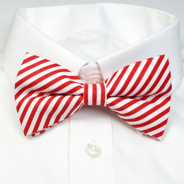 Christmas Bow tie Red and White Stripe Bow Tie/For Men/Boys/Children/Kids/Girl/Dog/Groomsmen/Father's Day/Hairbow/Wedding/Gift For Him