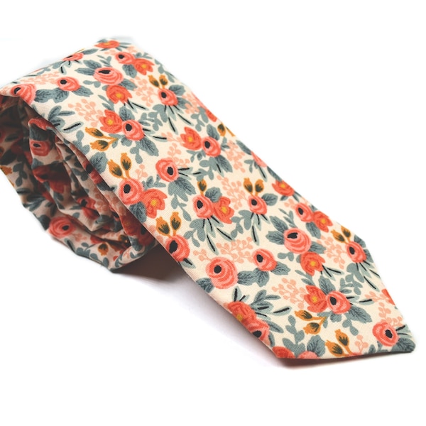 Rosa in Periwinkle/Peach/Navy Neck tie/For Children/For Men/For Wedding/For groomsmen/Floral tie/Men's Tie/rifle paper co/Gift/Father/Son