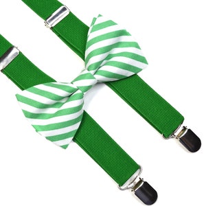 Christmas Bow tie Christmas Green stripe Bow tie And Green Suspender Set For kids, For Men, Christmas Gift, Christmasoutfit, gift for him