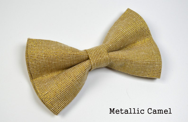 Metallic Gold Linen Bow Tie Boy Bow Tie Gold Bow Tie Etsy