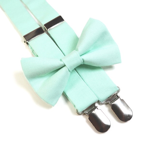 Mint Bow tie and Mint Suspender Set/Men's Suspender/Boy's suspender/Kid's suspender/wedding tie/wedding bowtie/handmade gift