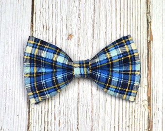 Blue, Navy,Yellow Plaid Bow tie /For Men/Boys/Children/Kids/Girl/Dog/Groomsmen/Baby's/Father's Day/Hairbow/Wedding/Gift For Him