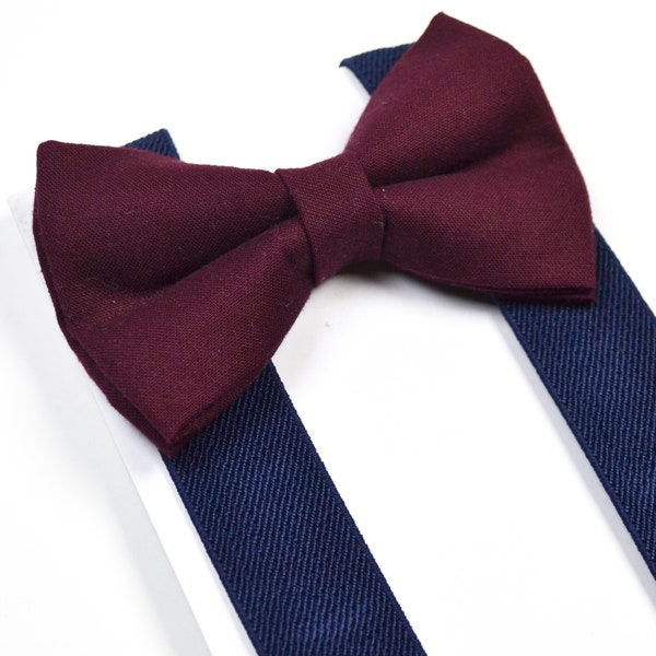 mens burgundy suspenders and bow tie