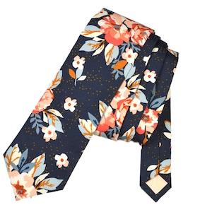 Orange Flower in Dark Gray Tie/Orange Floral Tie, Tie /For Men/Boys/Children/Kids/Groomsmen/Baby&#39;s/Father&#39;s Day/Wedding/Gift For Him