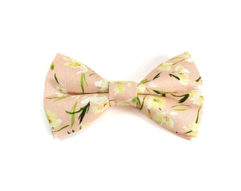 Blush Pink Floral BowTie/Peony Tulip in Pink floral tie Wedding Bow tie Mens Bow Ties Boys Bow Tie Dog Bow tie Cat bow tie Gift for him