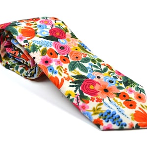 Petit Cream Garden Party Floral Neck Tie, Tie For Him, Kids Tie, Mens Tie, , Floral Tie, Pre Tie, Handmade, Floral Tie/baby/son