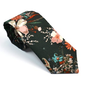 Bouquet  Neck Tie, Tie For Him, Kids Tie, Mens Tie, Floral Tie, Pre Tie, Handmade, Floral Tie, Wedding,Peach,Charcoal/baby/son