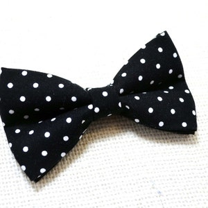 Black with White Small Polka Dot bow tie/For Men/Boys/Children/Kids/Girl/Dog/Groomsmen/Baby&#39;s/Father&#39;s Day/Hairbow/Wedding/Gift For Him