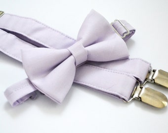 Iris bow tie and Suspender Set for baby/toddler/teen/adult/Men/Wedding/Ring bearer/Purple/Lavender/Bow tie/ Iris