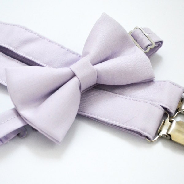 Iris bow tie and Suspender Set for baby/toddler/teen/adult/Men/Wedding/Ring bearer/Purple/Lavender/Bow tie/ Iris