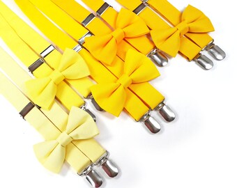 Yellow Bow Tie and Suspender for boys Toddler Men Groomsmen Ringbearer Wedding Suspender Gift for Him