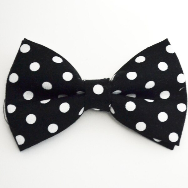 Black bow tie with White Polka Dot Bow Tie/For Men/Boys/Children/Kids/Girl/Dog/Groomsmen/Baby's/Father's Day/Hairbow/Wedding/Gift For Him