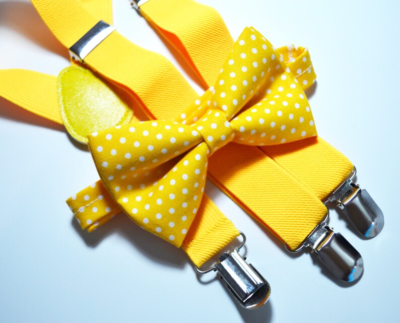 Yellow With White Polka Dot Bow Tie Boys Bow Tiebaby Bow Etsy