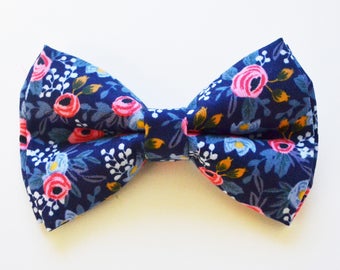 Rosa in Navy Floral bow tie/For Men/Boys/Children/Kids/Girl/Dog/Groomsmen/Baby's/Father's Day/Hairbow/Wedding/Gift For Him