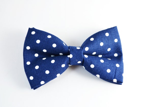 Navy With White Dot Bow Tie Boy Bow Tie Baby Bow Tie Adult - Etsy