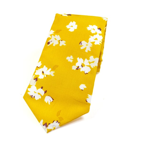 Mustard Yellow Floral Tie Wedding Tie for men Tie for boys Ringbearer's Tie Groomsmen Easter Gift for him Yellow Tie Tie for toddler