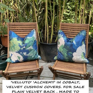 Floral velvet cushion cover. Cobalt Blue green abstract. Luxury cushion, Throw pillow, flower cushion, housewarming, sofa bed, birthday gift