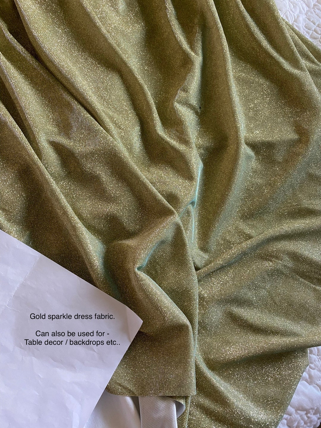 115 Long Gold Glitter Dress Fabric. Length Wedding Event Etsy