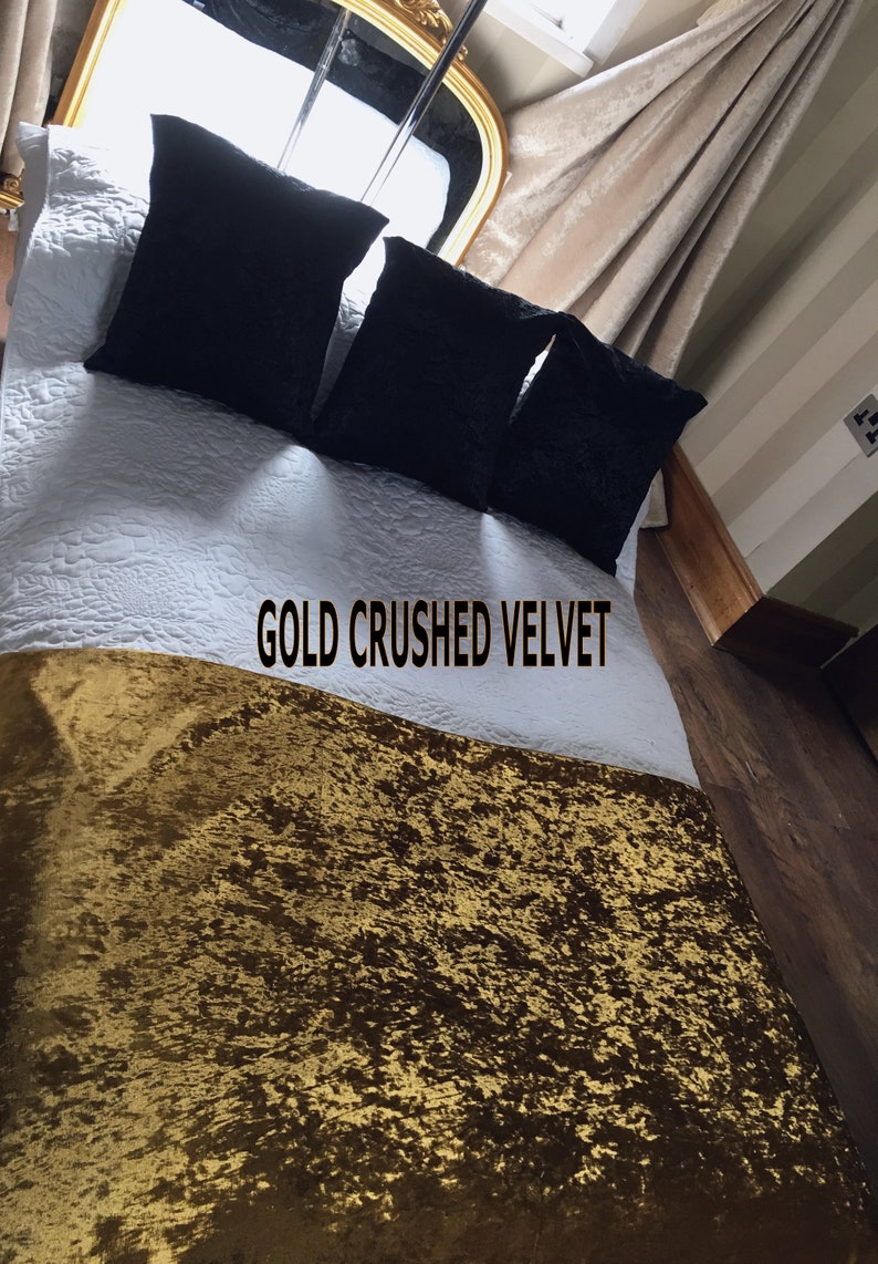 GOLD CRUSHED VELVET Bedspread Runner Throw or Cushion Cover Etsy UK