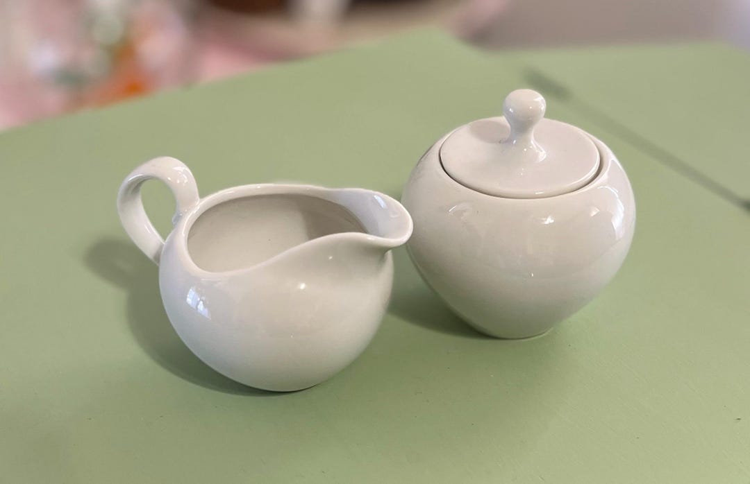 2 1/2 Inch White Sugar and Creamer Set - Etsy