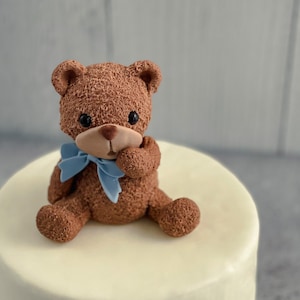 Sitting Teddy Bear Cake Topper for Boho baby shower, birthday party, or smash cake