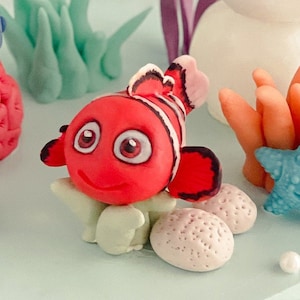 Nemo inspired custom fish happy birthday or baby shower cake topper