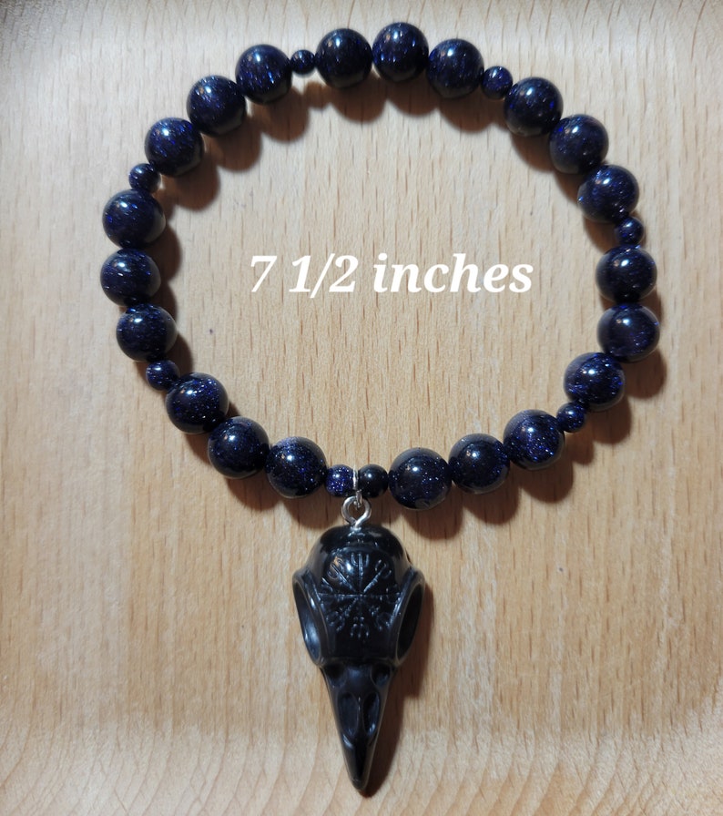 The Sandman Dream of the Endless Morpheus Sandstone and black crow skull Crystal Bracelet Inclusive sizes image 4