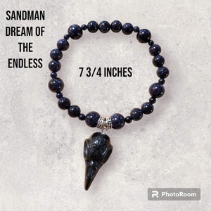 The Sandman Dream of the Endless Morpheus Sandstone and black crow skull Crystal Bracelet Inclusive sizes image 2