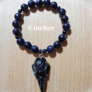 The Sandman Dream of the Endless Morpheus Sandstone and black crow skull Crystal Bracelet Inclusive sizes image 5