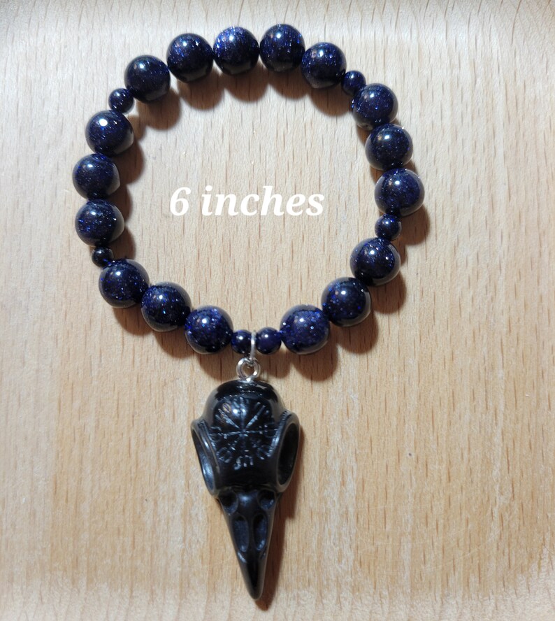The Sandman Dream of the Endless Morpheus Sandstone and black crow skull Crystal Bracelet Inclusive sizes image 5