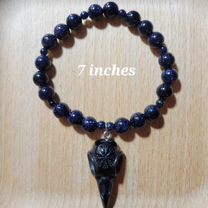 The Sandman Dream of the Endless Morpheus Sandstone and black crow skull Crystal Bracelet Inclusive sizes image 3