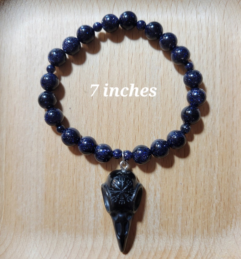 The Sandman Dream of the Endless Morpheus Sandstone and black crow skull Crystal Bracelet Inclusive sizes image 3