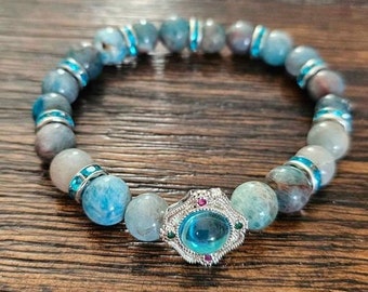 Blue Apatite Crystal Bracelet Inclusive Sizes