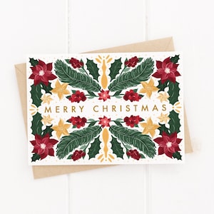 Christmas cards pack, Merry Christmas cards, Colourful Christmas cards, Botanical Christmas cards