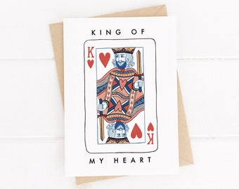 Carte du roi de mon coeur, carte de la Saint-Valentin, carte d'amour, cartes pour lui, cartes à jouer
