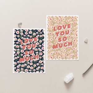 Te amo tantas cartas, Te amo paquete de cartas, tarjetas florales, te amo tarjeta, paquete de cartas de amor