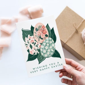 Fröhliche Osterkarte, Osterkarten, Ostereikarten, Florale Ostereikarte, Osterkartenpackung, Osterkarten UK, Osterdeko