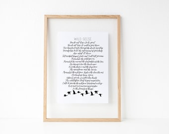 Mary Oliver Poem Print: Wild Geese, Hand Lettered Art