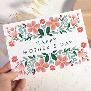 Tarjeta floral del Día de la Madre, Tarjeta Feliz del Día de la Madre, Tarjeta Floral, Tarjeta Love you Mum